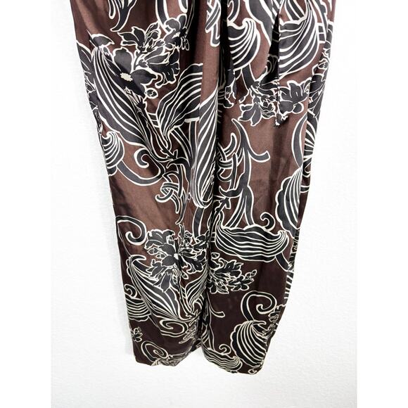 Zara Printed Wrap Midi Dress Size XS Brown Floral Satin Long Sleeve 9445/853/700 - Picture 10 of 14